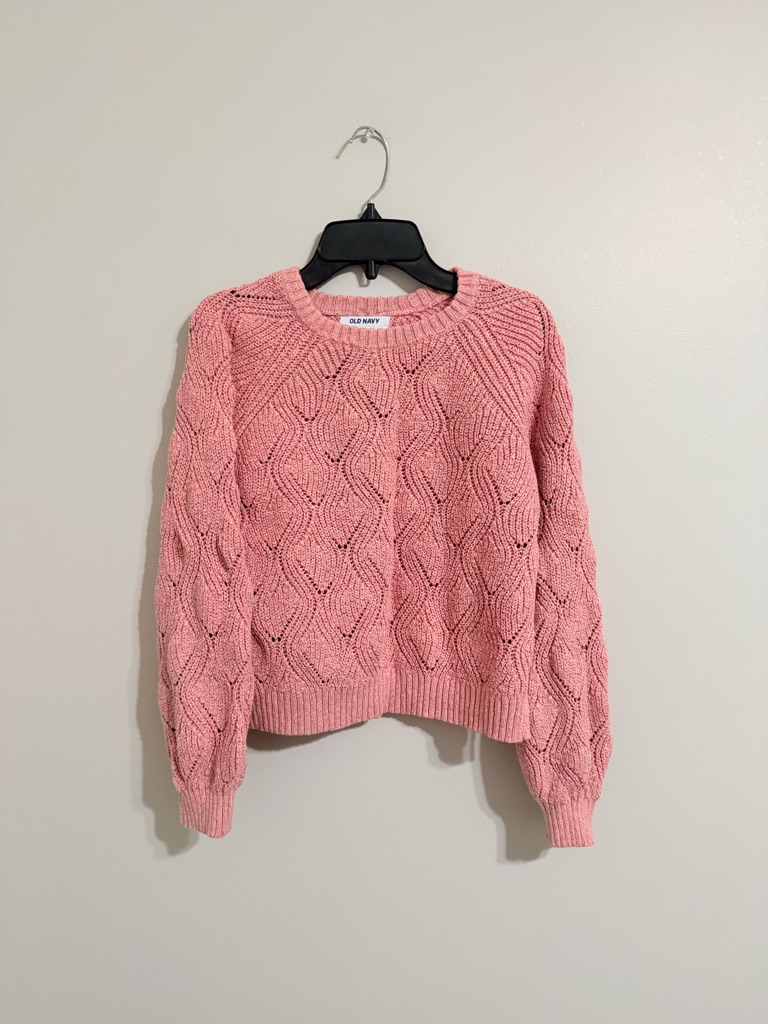 Old Navy Pink Cable Knit Crew Sweater